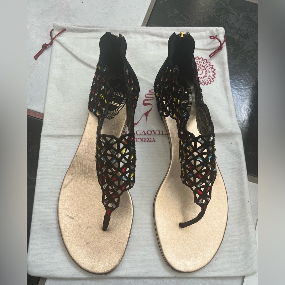 NIB 100% Auth Rene Caovilla 80 years Anniversary Limited Edition Sandals 38.5